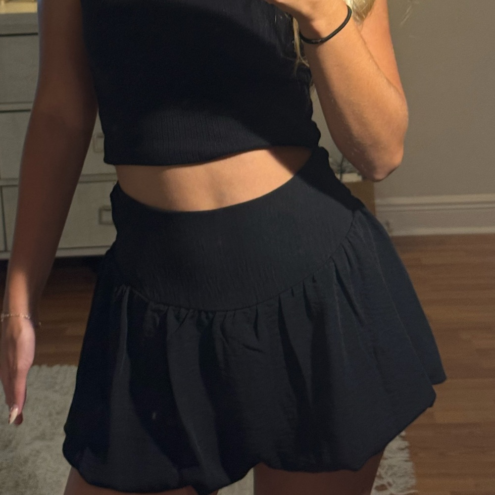 Black Bubble Skirt with Built in Shorts